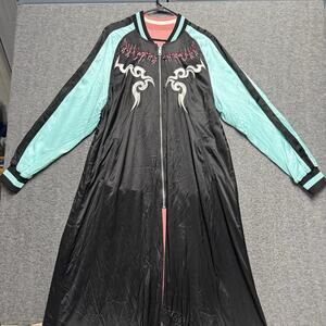 DIESEL G BESS Reversible Embroidered Jacket Women's Small Black/Teal/Pink Long